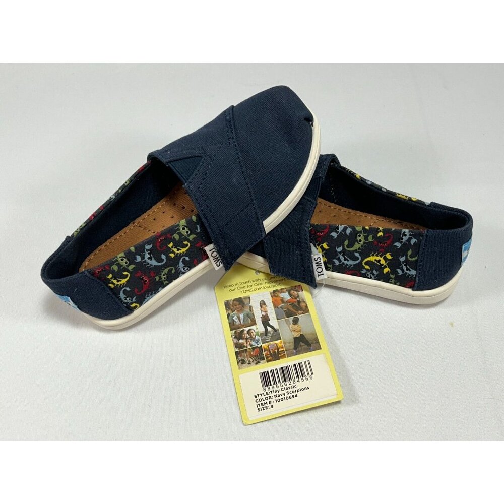 TOMS Tiny Classic Canvas Toddler 9 Navy Scorpions Style #10010694